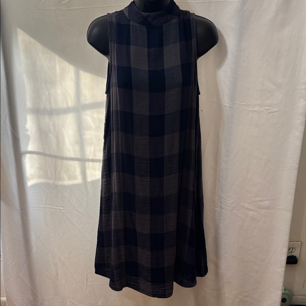 Cloth & Stone Navy and Charcoal Plaid Mini Dress